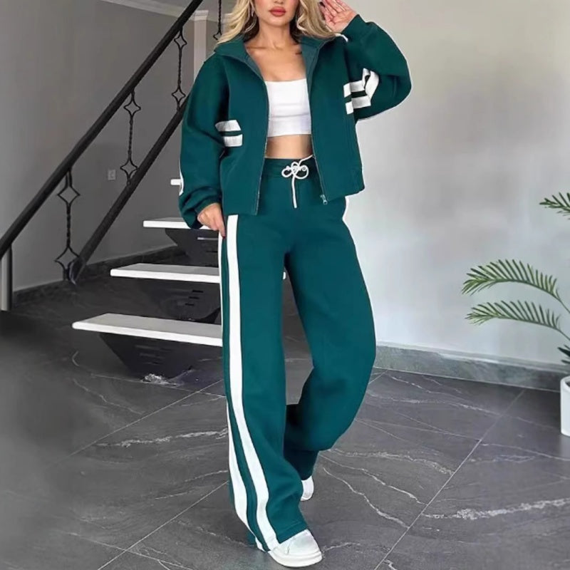 Women's Contrast Stripe Zip Up Tracksuit Set 5