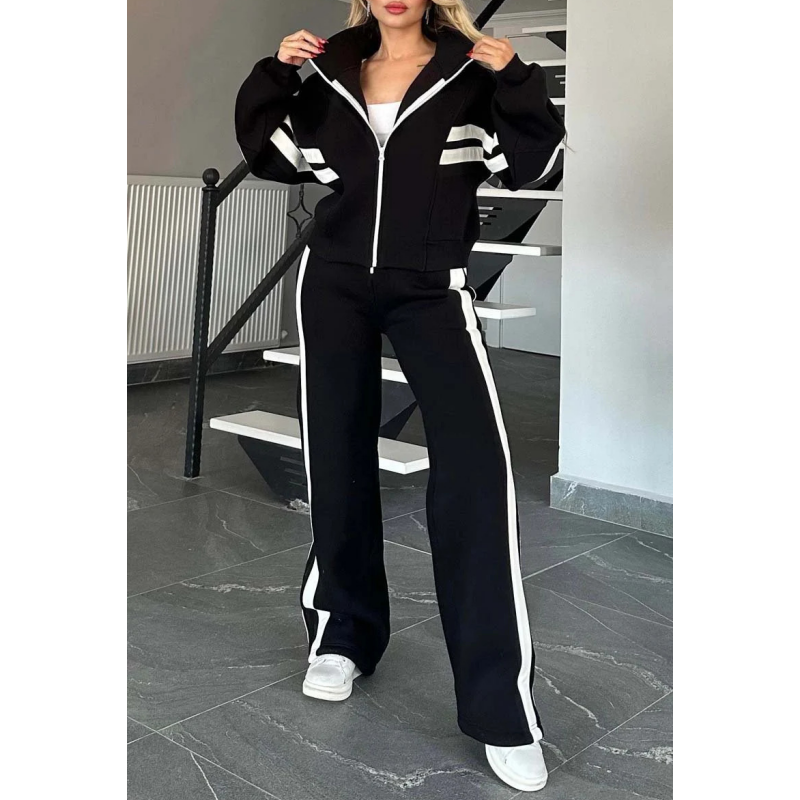 Women's Contrast Stripe Zip Up Tracksuit Set 3