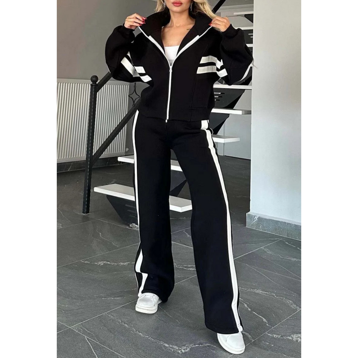 Women's Contrast Stripe Zip Up Tracksuit Set 3
