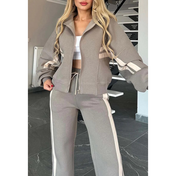 Women's Contrast Stripe Zip Up Tracksuit Set 7
