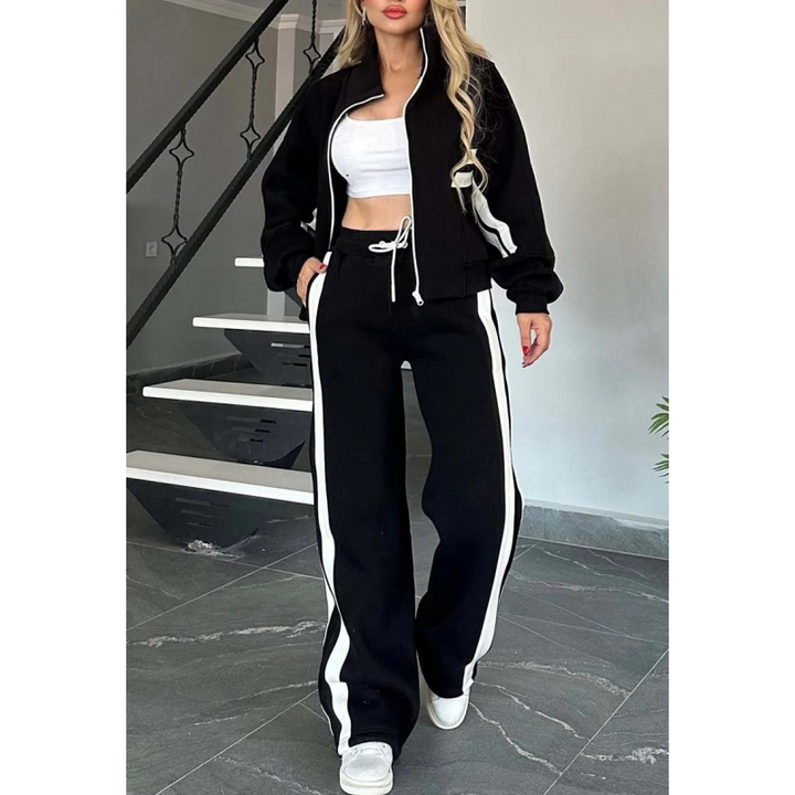 Women's Contrast Stripe Zip Up Tracksuit Set 4
