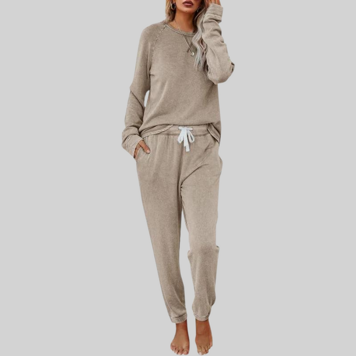 Women's Henley Top Jogger Tracksuit Set Co Ord 1
