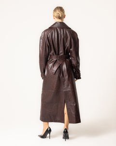 Realtin | Women's Belted Leather-Look Trench Coat