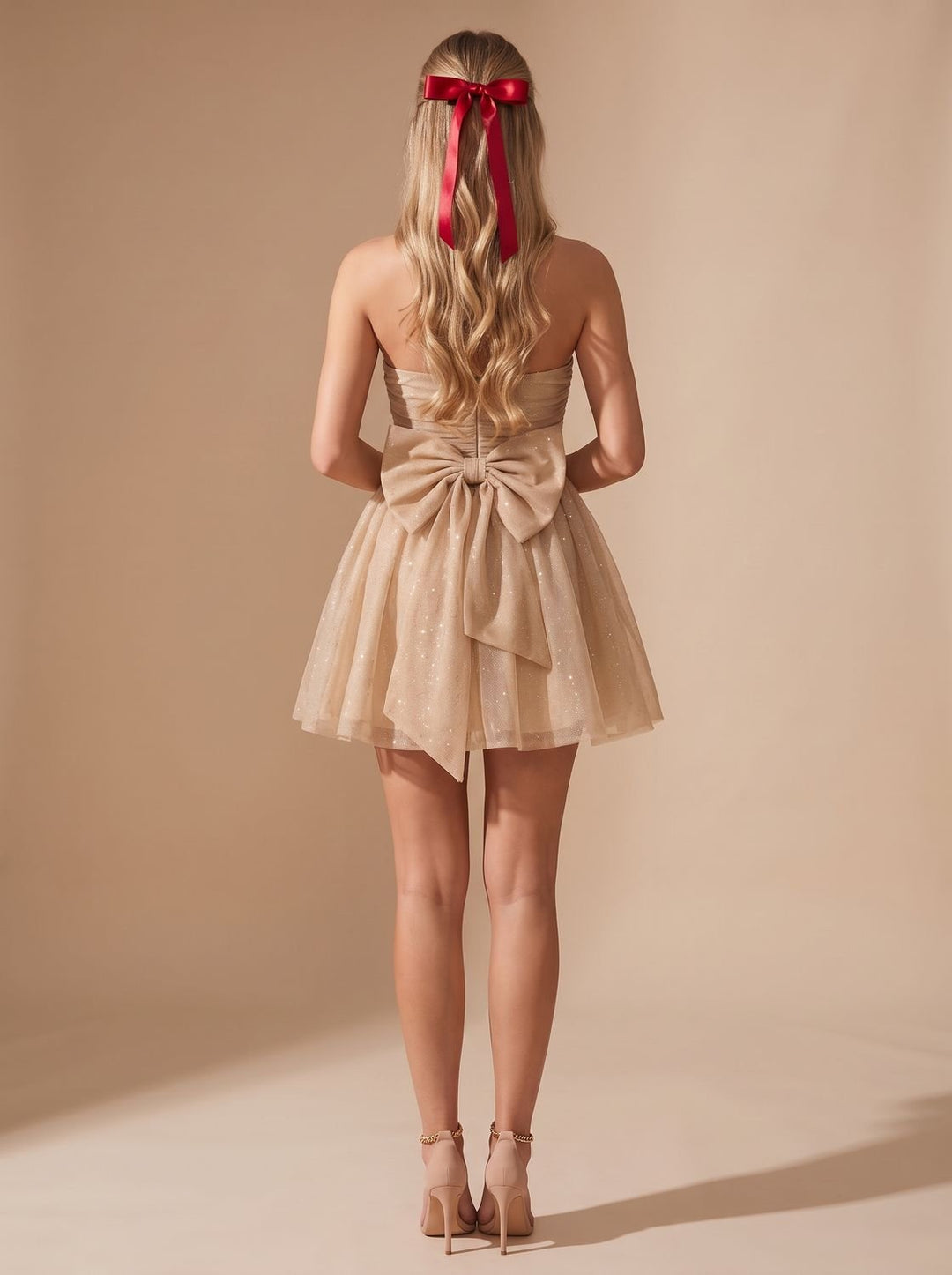 Women's Glitter Bustier Mini Christmas Party Dress