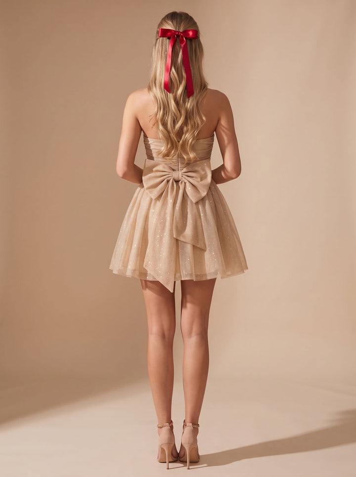 Women's Glitter Bustier Mini Christmas Party Dress
