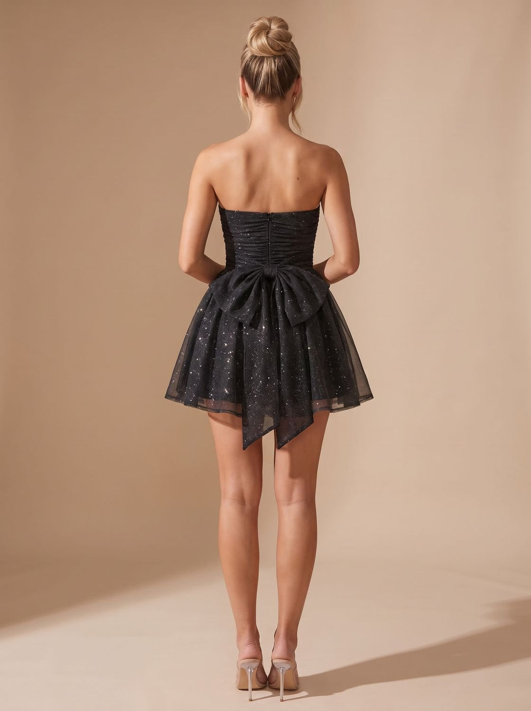 Women's Glitter Bustier Mini Christmas Party Dress