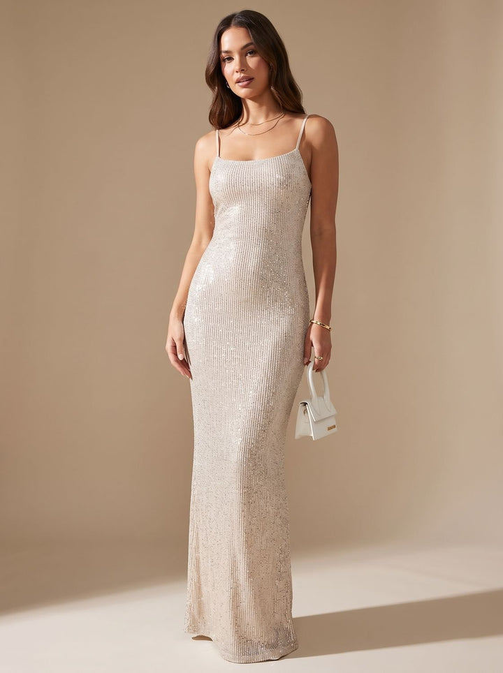 Women's Glitter Bodycon Maxi Christmas Party Dress