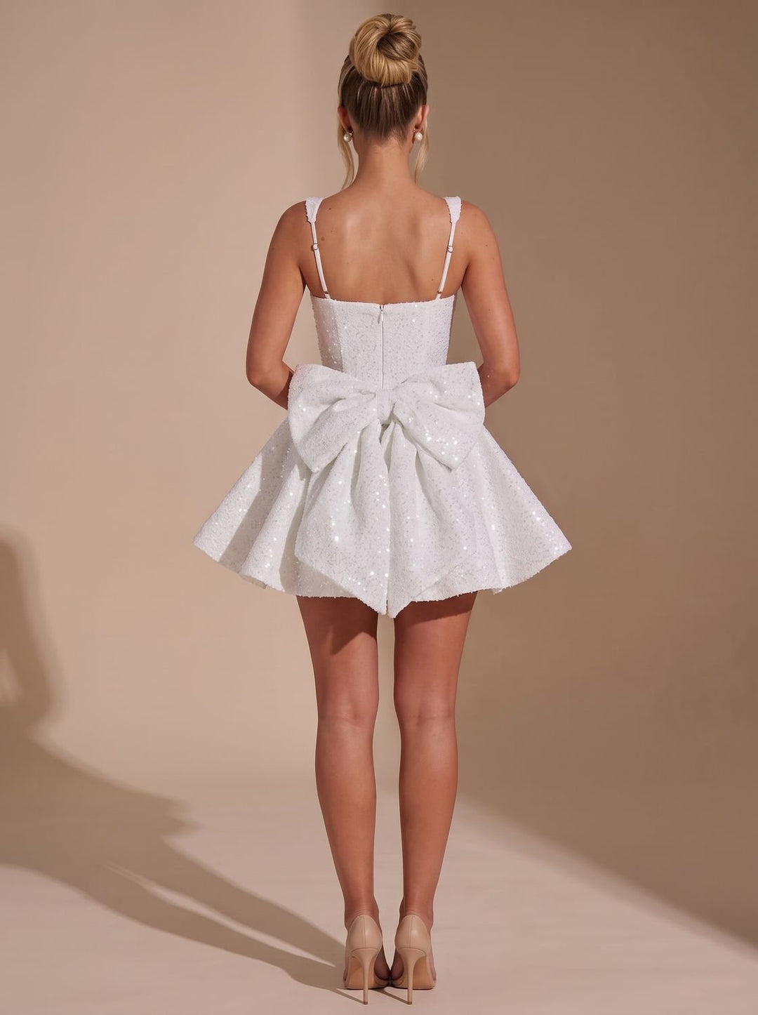 Women's Sequin Bow Flare Christmas Party Dress