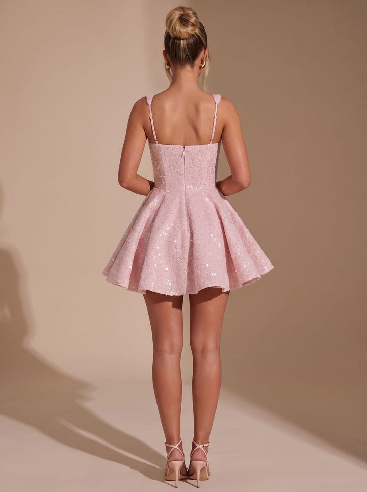 Women's Sequin Bow Flare Christmas Party Dress