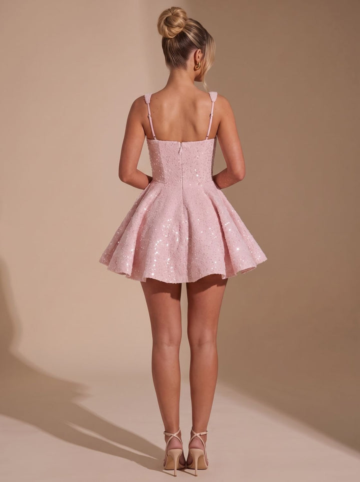 Women's Sequin Bow Flare Christmas Party Dress