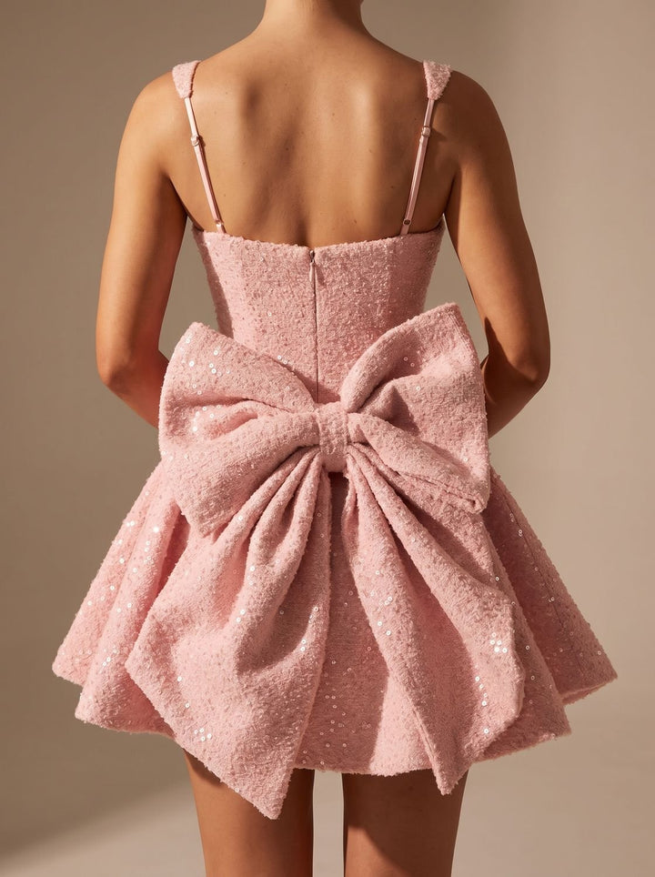 Women's Sequin Bow Flare Christmas Party Dress