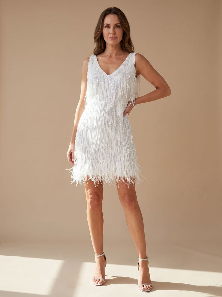 Women's Sequin Fringe Mini Christmas Party Dress