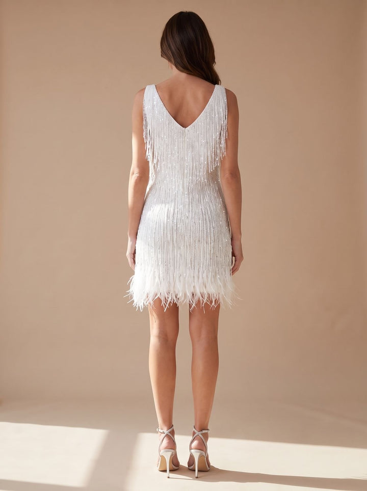 Women's Sequin Fringe Mini Christmas Party Dress