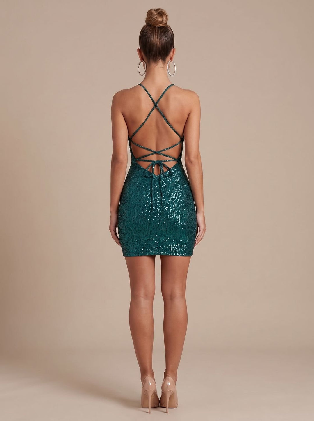 Women's Backless Sequin Mini Christmas Party Dress