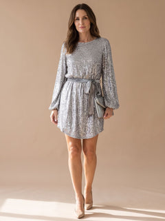 Juniper | Women's Balloon Sleeve Sequin Christmas Party Dress